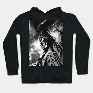 Macabre Monochrome: Hauntingly Beautiful Gothic and Witch-Inspired Art Hoodie